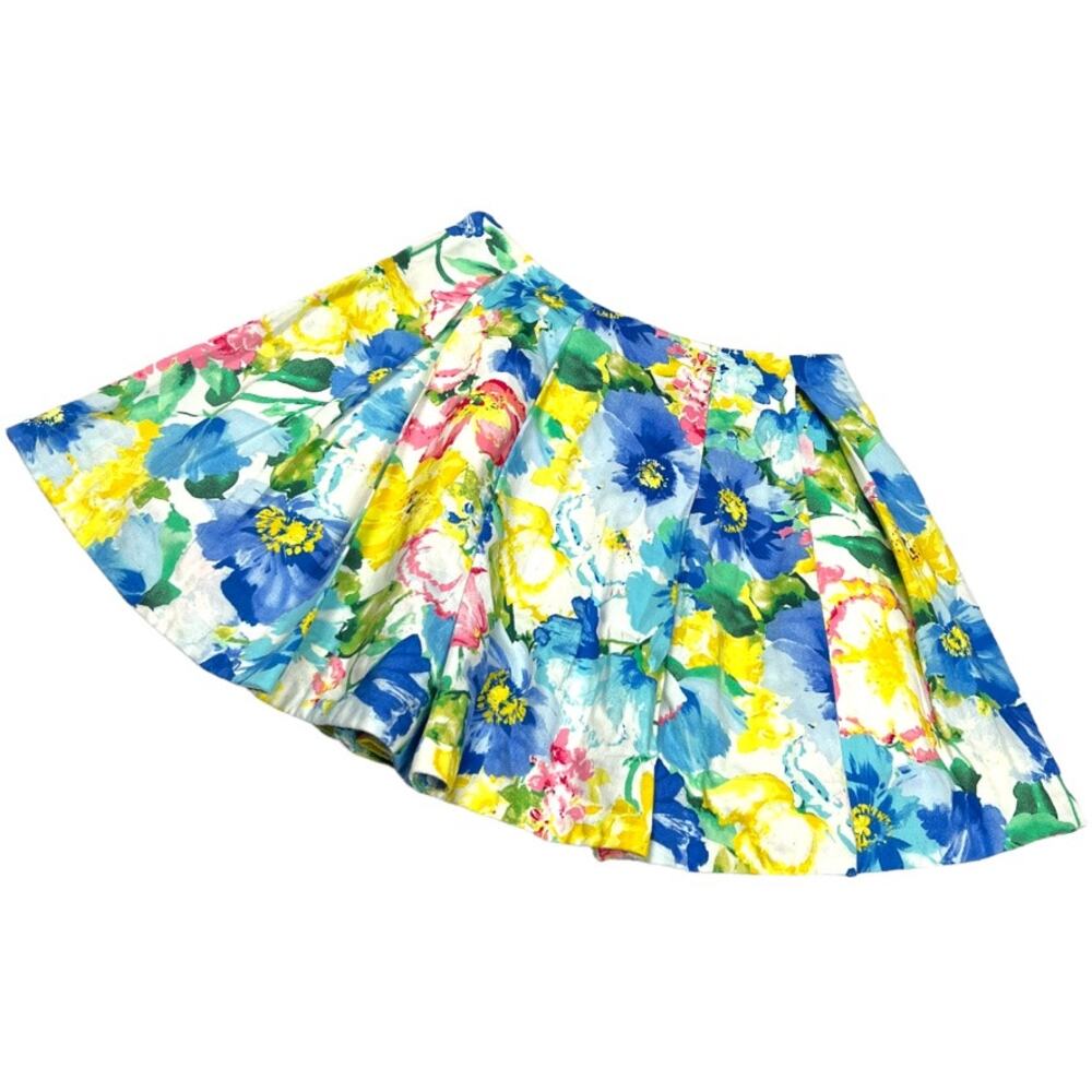 Polo Ralph Lauren Pleated Skirt Multi-Color Floral 100% Cotton Kid's Girls 12‎